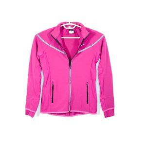 Nike Long Sleeve Running Jacket Dark Pink Full Zipper with Vented Back & Pockets